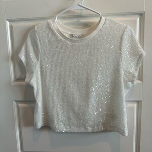 Rachel Zoe Sequined Crop T-Shirt